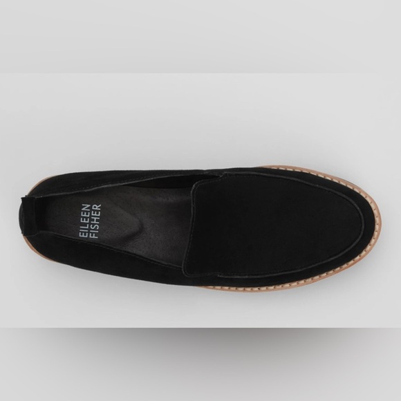 Eileen Fisher | Ells Black Suede Platform Loafer - Picture 3 of 9
